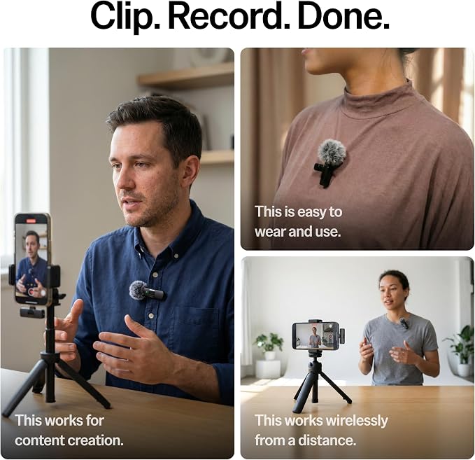Mini Mic Pro (Latest Model – #1 Microphone for iPhone & Android, Wireless Mini Microphone, Clear Voice, Noise Cancelling, Lavalier Mic for TikTok, YouTube & Interviews - Image 3