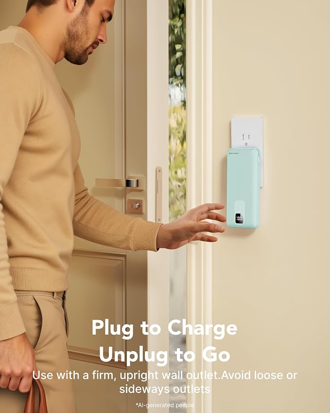 charmast 20000mAh Portable Charger with Built-in Cables and AC Wall Plug | 20W Fast Charging Power Bank, Power 3 Devices at Once, Family Travel Essential Battery Pack for iPhone, Samsung, Android - Image 2