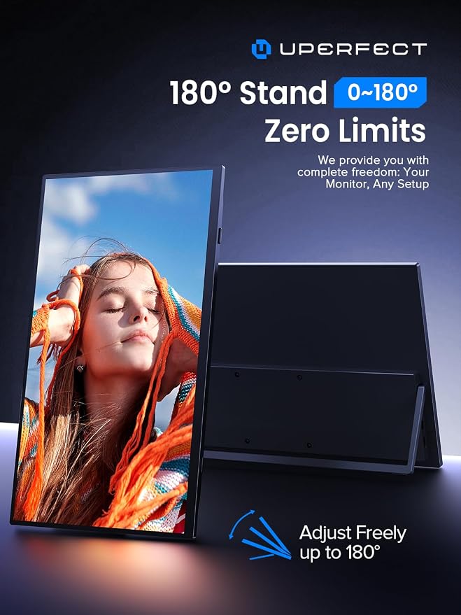 UPERFECT 4K Portable Monitor Touchscreen, 15.6” 125% sRGB Laptop Monitor | 3840*2160 UHD, 450 Nits Ultra-Slim Monitor, USB-C & MINI HDM, VESA & Stand, Travel Screen for Computer, PC, Game Consoles - Image 5
