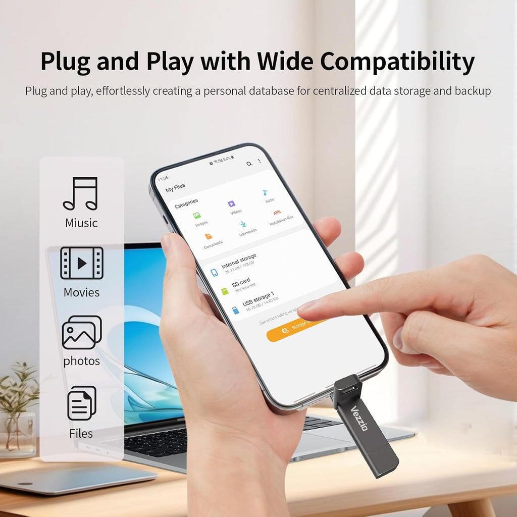 Vezzio 512GB USB C Flash Drive,Dual Port External SSD USB 3.2 Gen2 1000MB/s - Image 6