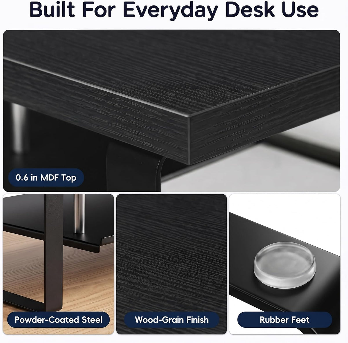 Aothia 2-Tier Monitor Stand, 35 in Desk Riser with Storage, Black - Image 4