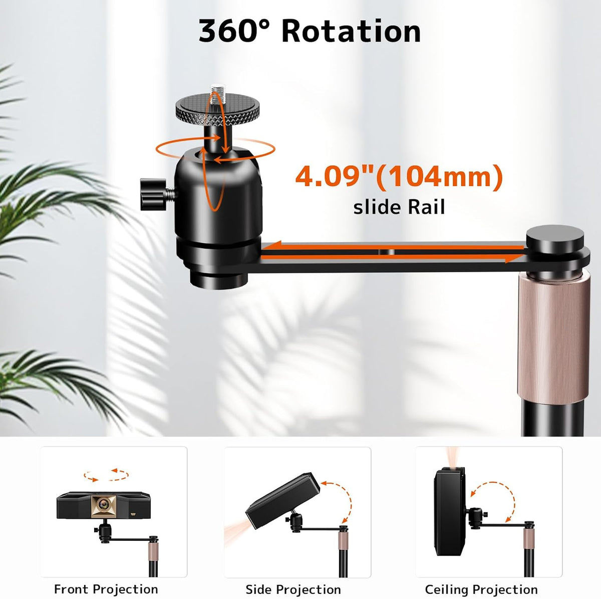 PUTORSEN Universal Projector Stand – Height Adjustable & 360° Rotatable Mount with 1/4" Screw, Compatible with Projectors, Cameras, Webcams for Home, Office, and Outdoor Use - Image 4