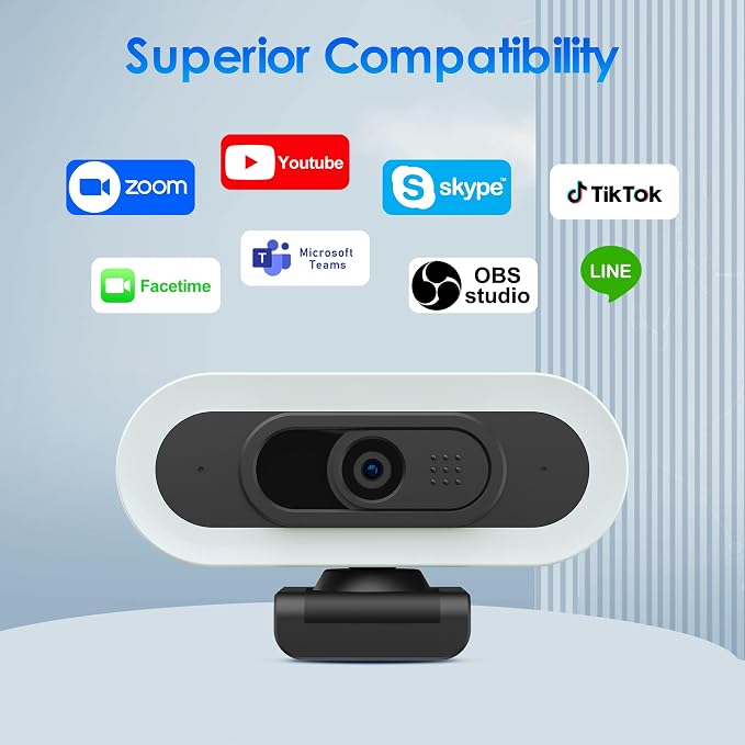 saylas 2K Webcam with Lights, HD Webcam for PC, 2K@60FPS Web cam with Microphone, 65° FOV, Autofocus, Noise Cancellation, Privacy Cover, Web Camera for Computer/Laptop, USB Streaming Computer Camera - Image 9