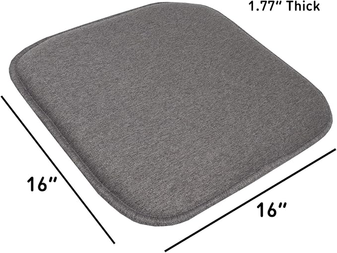 Sweet Home Collection Chair Cushion Memory Foam Pads Honeycomb Pattern Slip Non Skid Rubber Back Rounded Square 16" x 16" Seat Cover, 2 Pack, Charlotte Gray - Image 4