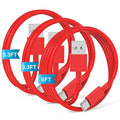 3-Pack Red [3.3FT+3.3FT+6FT] USB A to USB C Cable，USB to USB C Car Carplay Cable for iPhone 16 15 Pro Plus Pro Max，for iPad Pro/Air/Mini，for Samsung S24/S23/S22/S21，for MacBook Pro/Air and More by JERMASAL