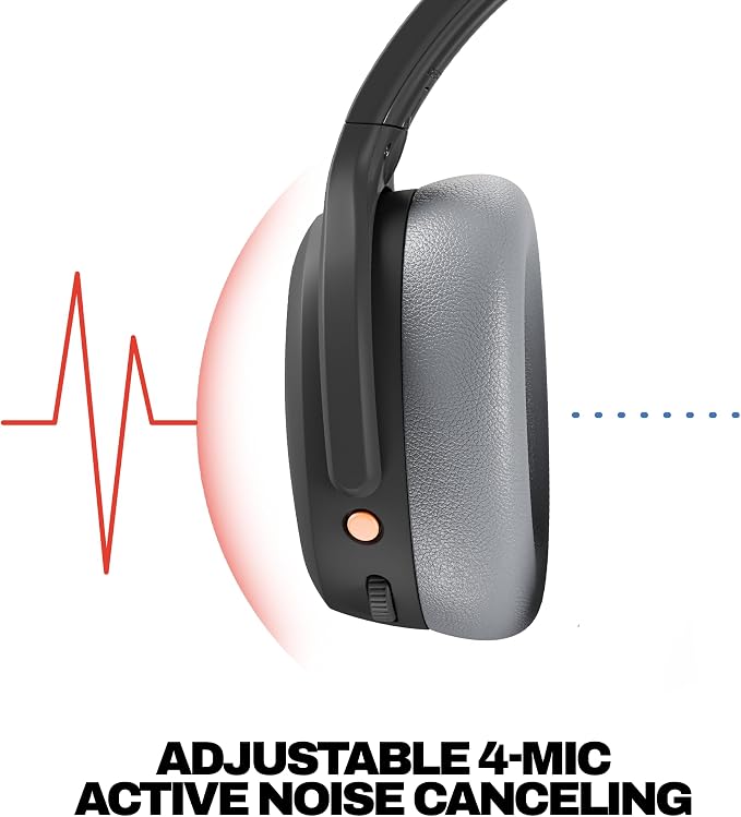 Skullcandy Crusher ANC 2 Noise Cancelling Wireless Headphones - Asphalt | Multi-Sensory Crusher Bass, Over-Ear Fit, Bluetooth, 60 Hours Battery, Working Out, Gym, Travel, Studying, Music, Gaming - Image 4