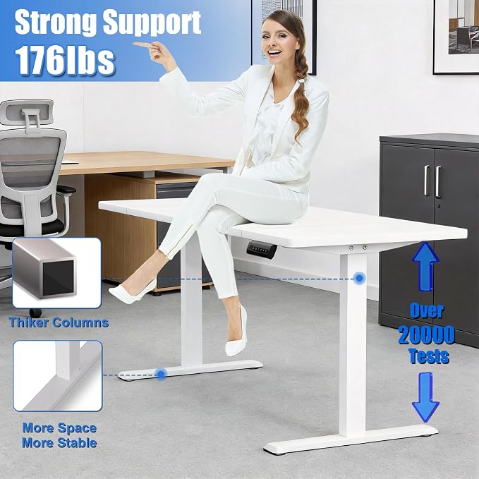 Standing Desk with Splice Board Adjustable Height- 63 inch Mobile Stand up Desk with Wheels, Portable Sit Stand Desks Electric with Lockable Casters - Image 3