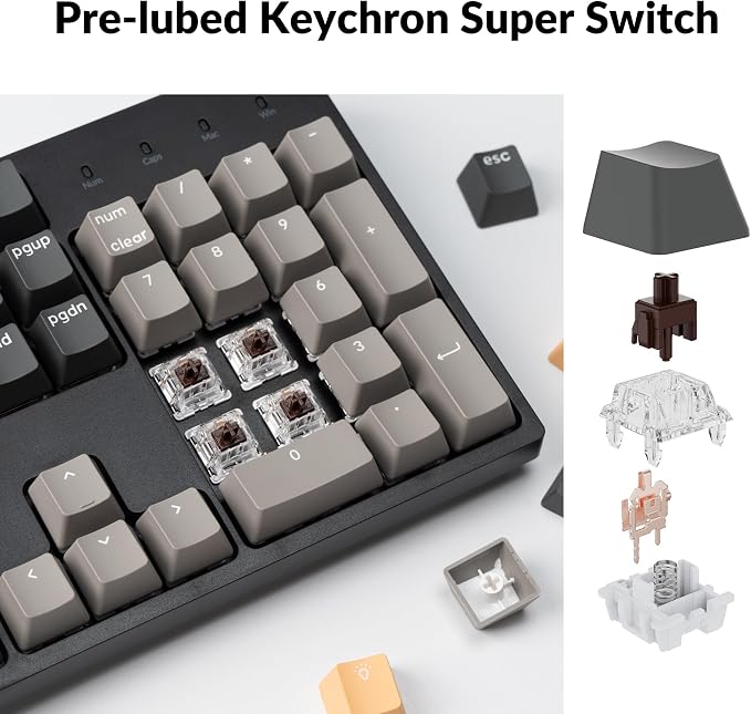 Keychron C2 Pro Wired QMK/VIA Mechanical Keyboard Full Size Layout Custom Programmable Macro RGB Backlit with Keychron K Pro Brown Switch OEM Profile Double-Shot PBT Keycaps for Mac Windows Linux - Image 6