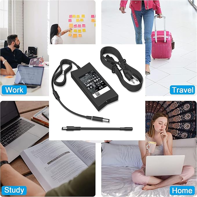 SZGUDULO 130W Laptop Charger for Dell XPS Inspiron Precision Power Cord | 130W Laptop Charger for Dell XPS 15 Inspiron 7559 Precision 5510 Docking Station Power Cord PA-4E (2Tips 7.4 and 4.5mm) - Image 7