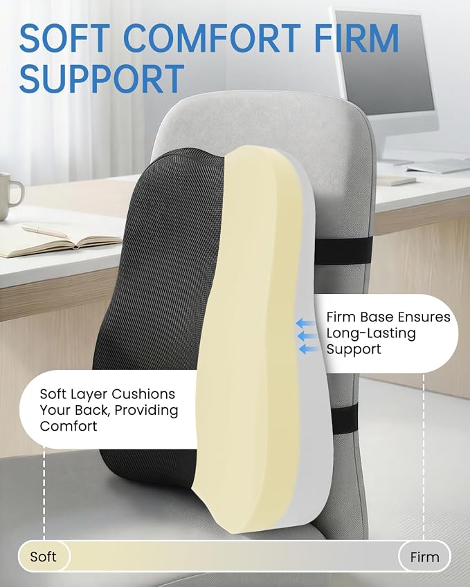 Vekkia Lumbar Support Pillow for Office Chair - Back Support for Car | Lumbar Cushion with Adjustable Straps & Mesh Cover/Lower Back Pain Relief for Office Workers, Drivers, Gamers & Travelers - Image 7