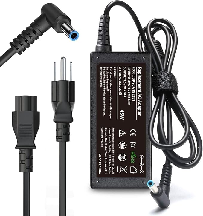 45W Laptop Charger for HP Laptop Computer,19.5V 2.31A Smart Blue Tip Power Adapter for HP Pavilion x360,Envy 11 13 15,EliteBook 840 G3 G5,Chromebook,Spectre,Stream 11 13 14 ProBook Notebook AC Adapter by SKSTYLE