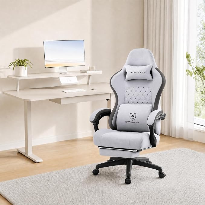 GTPLAYER Gaming Chair, Computer Office Chair with Pocket Spring Cushion, Linkage Armrests and Footrest, High Back Ergonomic Computer Chair with Lumbar Support Task Chair with Footrest - Image 9