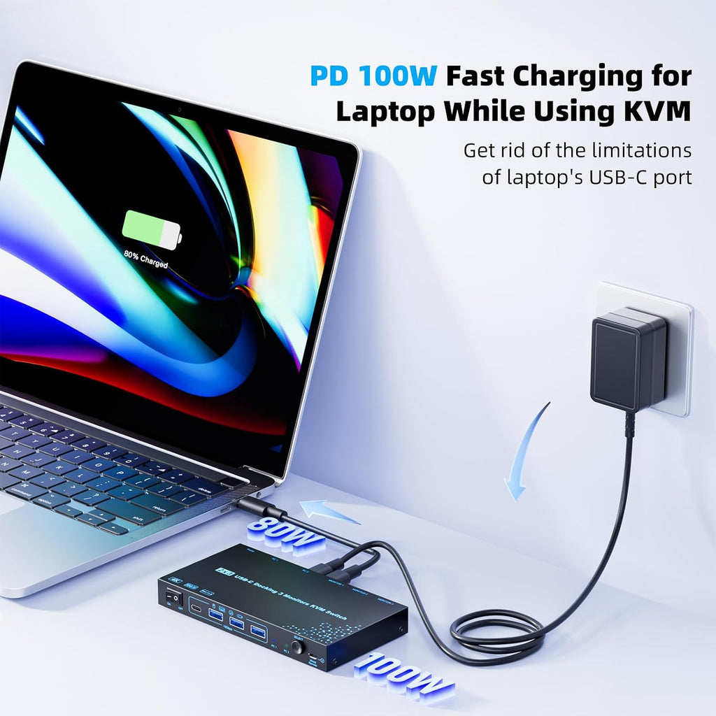 USB-C KVM Switch 3 Monitors 2 Laptops MST Dual USB-C Docking Triple Monitor - Image 7