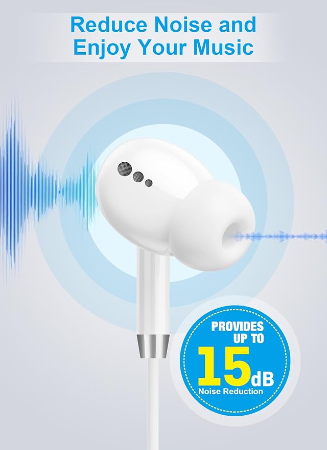 USB C Headphones for iPhone 17 16 15, 2 Pack Wired Earbuds C Type Earphones | Wired Earbuds USBC, Clear Mic & Noise Isolation, HiFi Stereo, for Apple Headphone with Tips, for Galaxy S26 S25, Pixel 10a 9a - Image 4