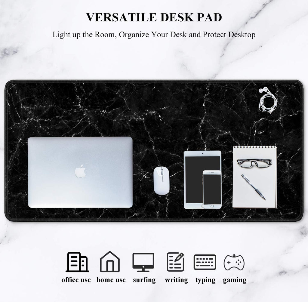 Large Mouse Pad, Full Desk XXL Extended Gaming Mouse Pad 35" X 15", Waterproof Desk Mat with Stitched Edges, Non-Slip Laptop Computer Keyboard Mousepad for Office and Home, Marble Design - Image 7