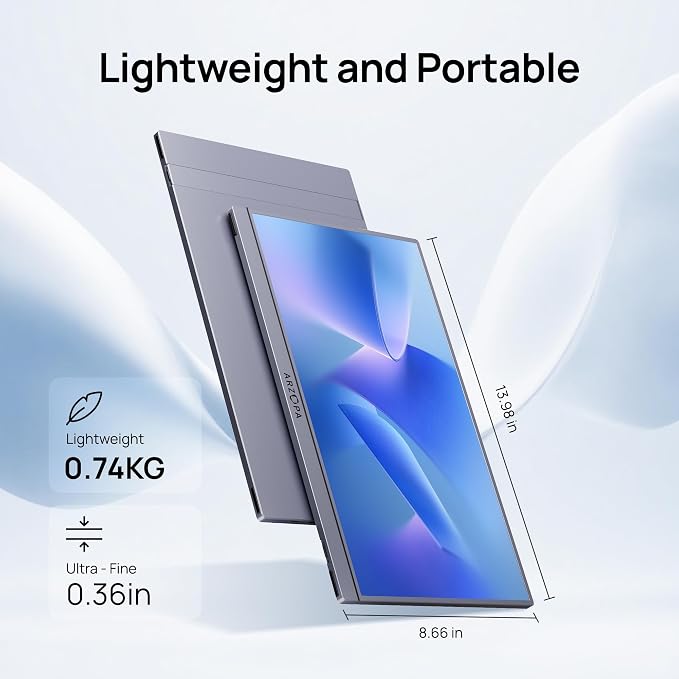 ARZOPA Portable Monitor 15.6'' FHD 1080P - Ultra-Slim Portable Laptop Monitor with Kickstand - IPS Display for PC, MAC, Phone, Xbox, PS5 - USB C & HDMI Connectivity - A1 Gray - Image 6