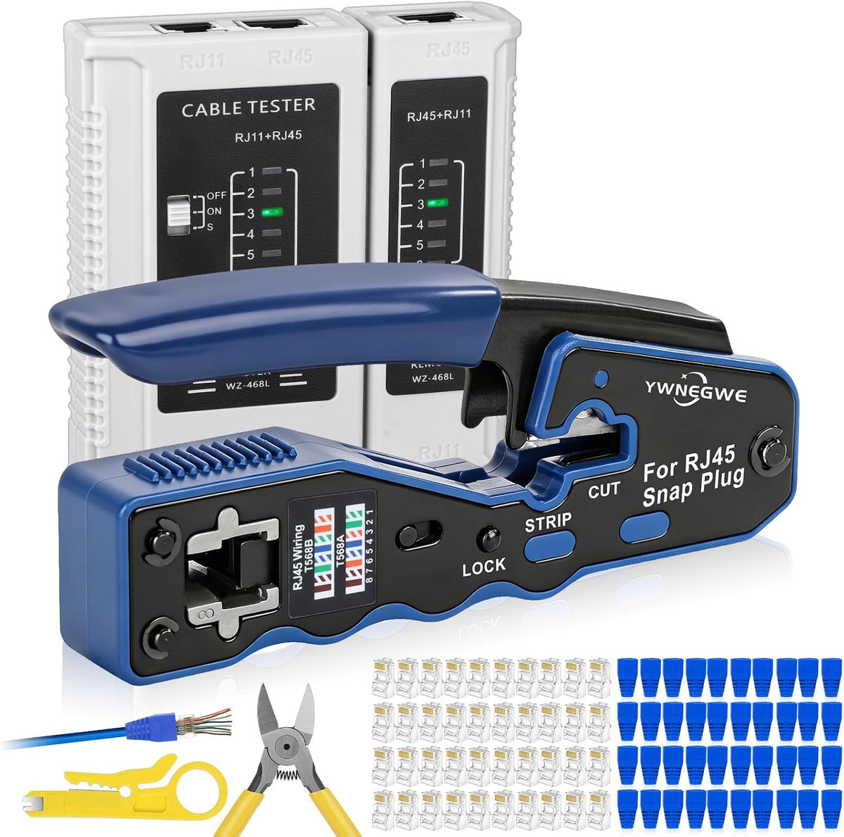 RJ45 Crimp Tool Kit Pass Through Ethernet Crimping Tool Kit(K09) by YWNEGWE