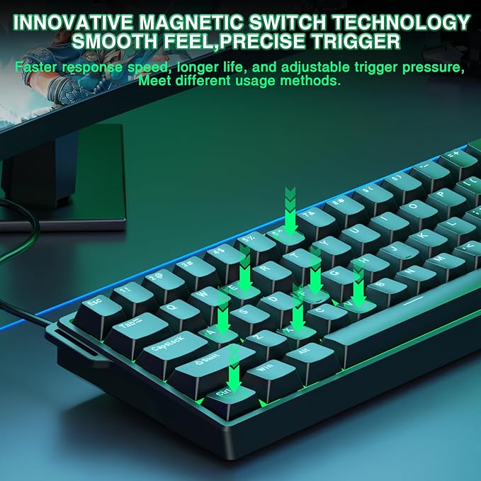 Aula WIN60 HE - 60% Mechanical Gaming Keyboard Wired, Magnetic Switch Hot Swappable, Adjustable Actuation Rapid Trigger Mode, 8000 Hz Polling Rate, RGB Small Keyboard 60 Percent Compact Design for PC - Image 4
