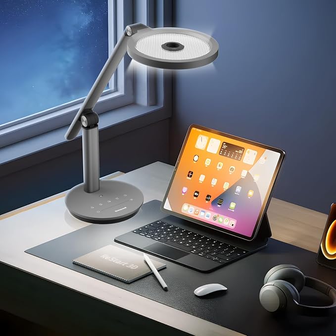 Honeywell H6 Desk Lamp for Home Office, Dimmable Reading Table Light, Gray | Sunturalux CRI≥97, RG0 Low Blue Light, Flicker-Free, 800LM Dimmable with Timer for Webcam, Study, Office & Bedroom - Image 8