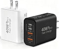 USB C Wall Fast Charger Block, 40W 4-Port Type C Chargers Fast Charging Blocks PD Power Charger Adapter+QC 3.0 USB Multiport Charger Brick for Phone 17/16/15/14/13/12 Pro Max, i-Pad, Galaxy S25-2Pack by Duloch