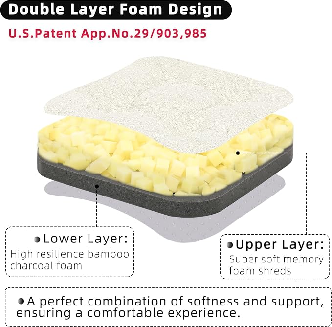 GOFORIT Memory Foam Cushion，Square Seat Cushions for Dining Chairs,Non-Slip Chair Pads with Removable Cover, 16'' x 16'',4 Pack, Off White - Image 2