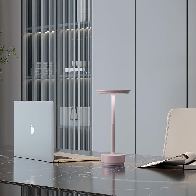 2 Pack Cordless Table Lamps Rechargeable, 5000mAh LED Table Light | Portable 3 Color Stepless Dimming Battery Powered Table Lamp with Memory Function for Restaurant/Home/Outdoor.(Light Pink) - Image 4