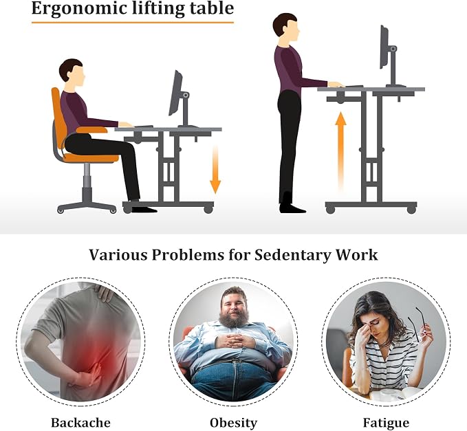 Enayplon Small Standing Desk with Wheels, Mobile Stand Up Desk, Portable Standing Table on Wheels for Walking Pad, Rolling Computer Desk Adjustable Height, Tall Table - Image 5