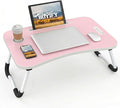 BUYIFY 23" Foldable Lap Desk for Laptop Writing w/Cup Holder Pink | Sturdy and Durable, Laptop Bed Desk with Tablet Slot, No Assembly, Space Saving for Bed Couch Dorm WFH Students by BUYIFY