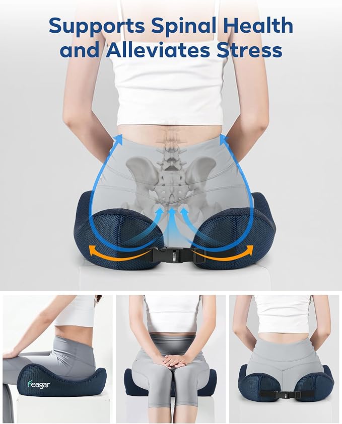 Seat Cushion - Memory Foam Ergonomic Seat Cushion -for Long Sitting | Seat Cushion for Tailbone Pain Relief - for Desk Chair, Car& Wheelchair Car Seat Pad for Hip and Lower Back Comfort Blue - Image 7