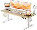 YIHAYO Low Height Adjustable Desk, Lifts 18.1-28.3 Inches, Electric Standing Desk for Short People, 55 x 24 Inches Computer Table with Splice Board for Home Office, Natural by YIHAYO