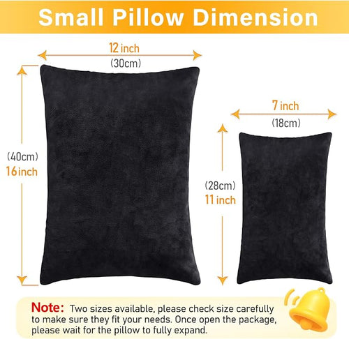 1 MIDDLE ONE 2 Pack Small Pillow, 16 X 12 Inches, Memory Foam Mini Pillow for Travel, Camping, Sleeping, Nap and Neck, Knee, Lumbar Support, Tiny Cushion for Pet, Dogs (Black) - Image 2