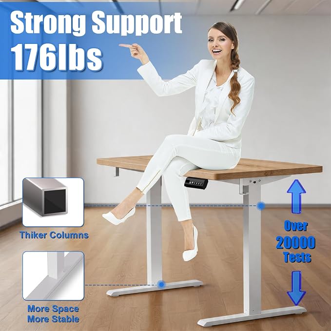 Whole Piece Standing Desk with Wheels Adjustable Height - Mobile Stand up Desk with Lockable Casters, Portable Sit Stand Desk Electric for Home & Office Workstation - Image 3
