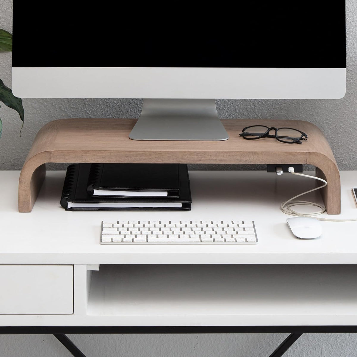 Anji Mountain Monitor Stand for Desk - Desktop Organizer & Laptop Riser, Ergonomic Monitor Riser, Space-Saving, Durable, Easy Assembly & Ideal for Home & Office, Biscotti, Power Edition by Anji Mountain
