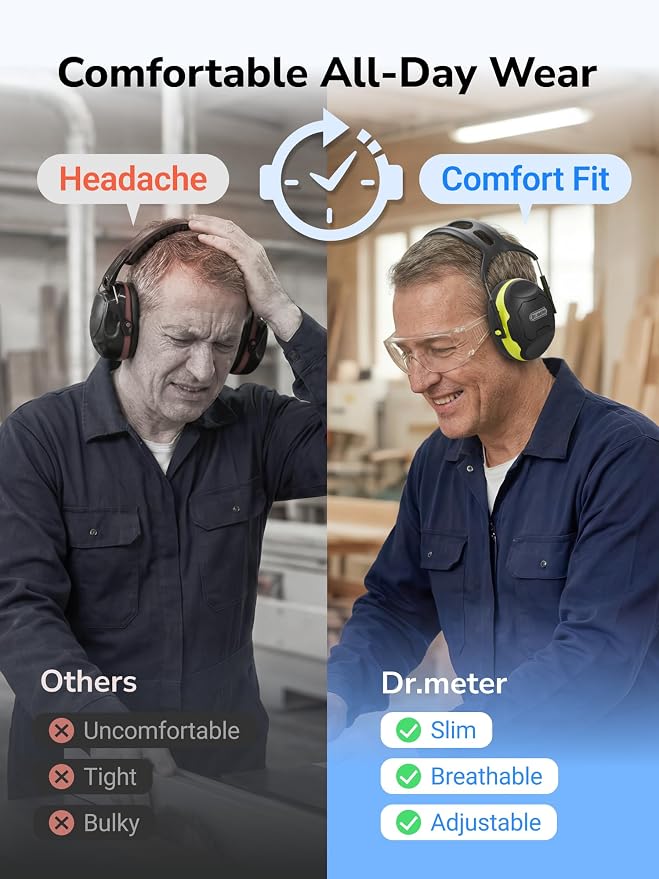Dr.meter Noise Reduction Ear Muffs, SNR34dB Ear Protection Headphones | Hearing Protection Earmuffs for Shooting Gun Range, Mowing, Kids Autism Sensory, Monster Jam Noise Cancelling Headphones C06 - Image 4