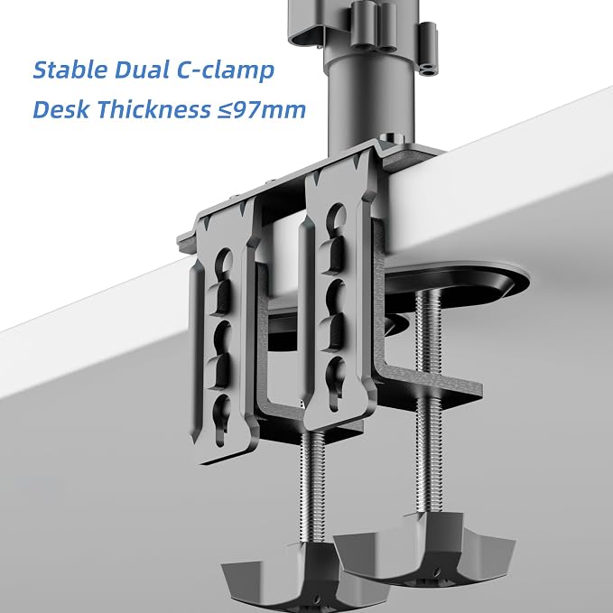 Suptek Dual Monitor Mount Stand-Height Adjustable Gas Spring Monitor Arm Desk Mount for 2 Computer Screens 17 to 32 inches - Each Arm Holds up to 22lbs (MD8822) - Image 9