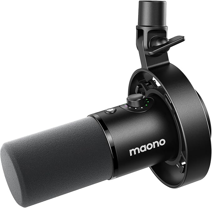 MAONO Dynamic Microphone-XLR USB Podcast Recording Mic with 192kHz/24bit | for Vocal Recording, Content Creation, Home Studio, Voiceover, with Noise Reduction, Mic Gain, Monitoring, Mute, PD300X by MAONO