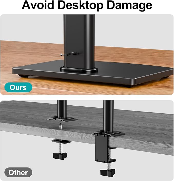 MOUNT PRO Single Monitor Stand Fits Max 32 inch Screen, Free-Standing Computer Desk Stand, Display Mount with Height Adjustable, Swivel, Tilt, Rotation, VESA Monitor Stand 100x100 - Image 5