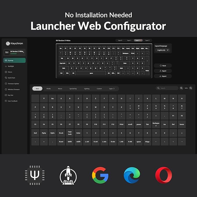 Keychron K4 96% Layout QMK Wireless and Wired Options Mechanical Keyboard, White Backlight Super Brown Switch, Paired with Shine-Through Double-Shot PBT Keycaps for Mac Windows-Version 3 - Image 4