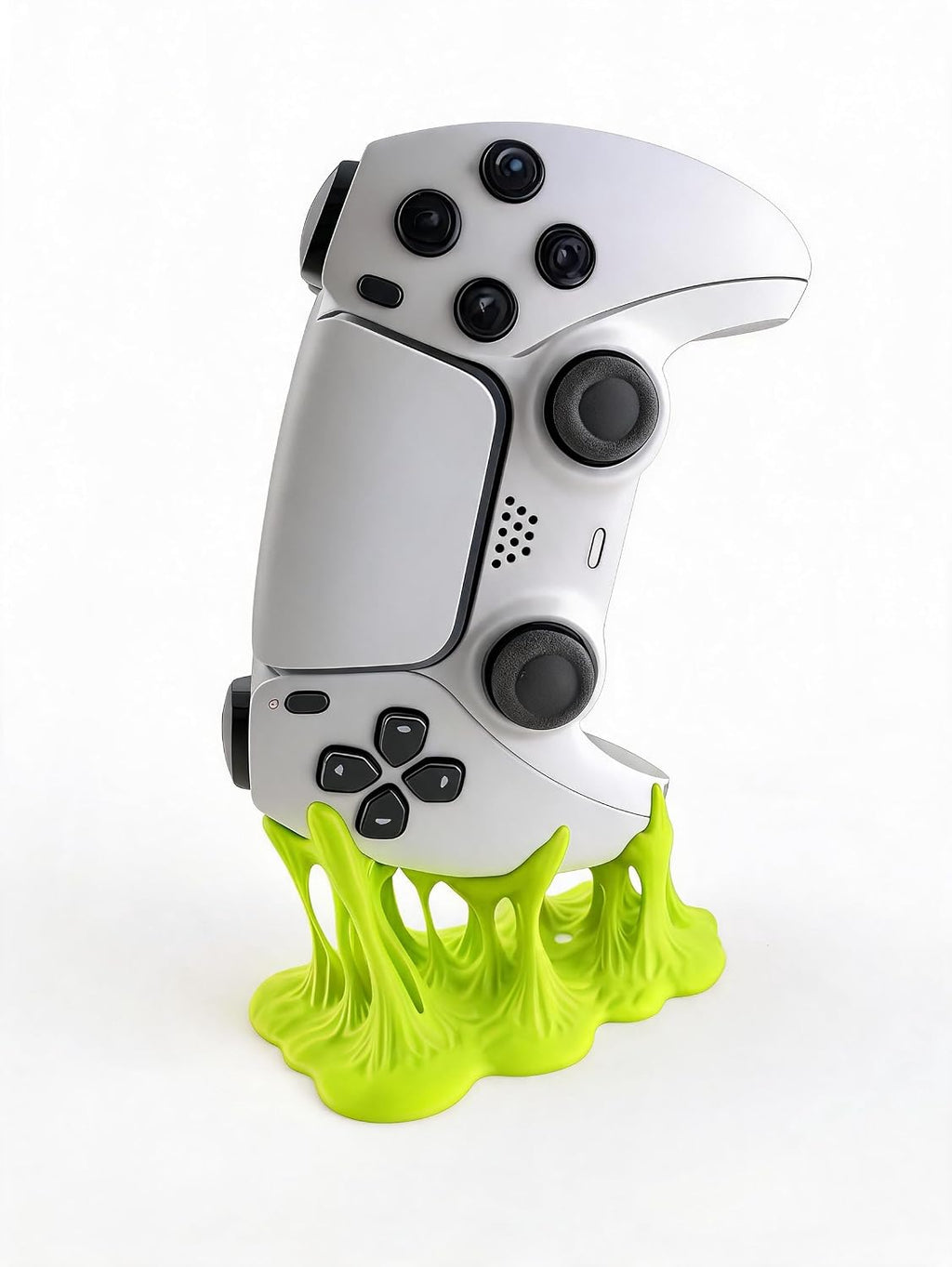 Melting Controller Holder Stand, Pink, Unique Gaming Desk Organizer compatible with Xbox and PS5 Controllers, Fun Decorative Display (Bright green, compatible with PS5 controller version) by Generic