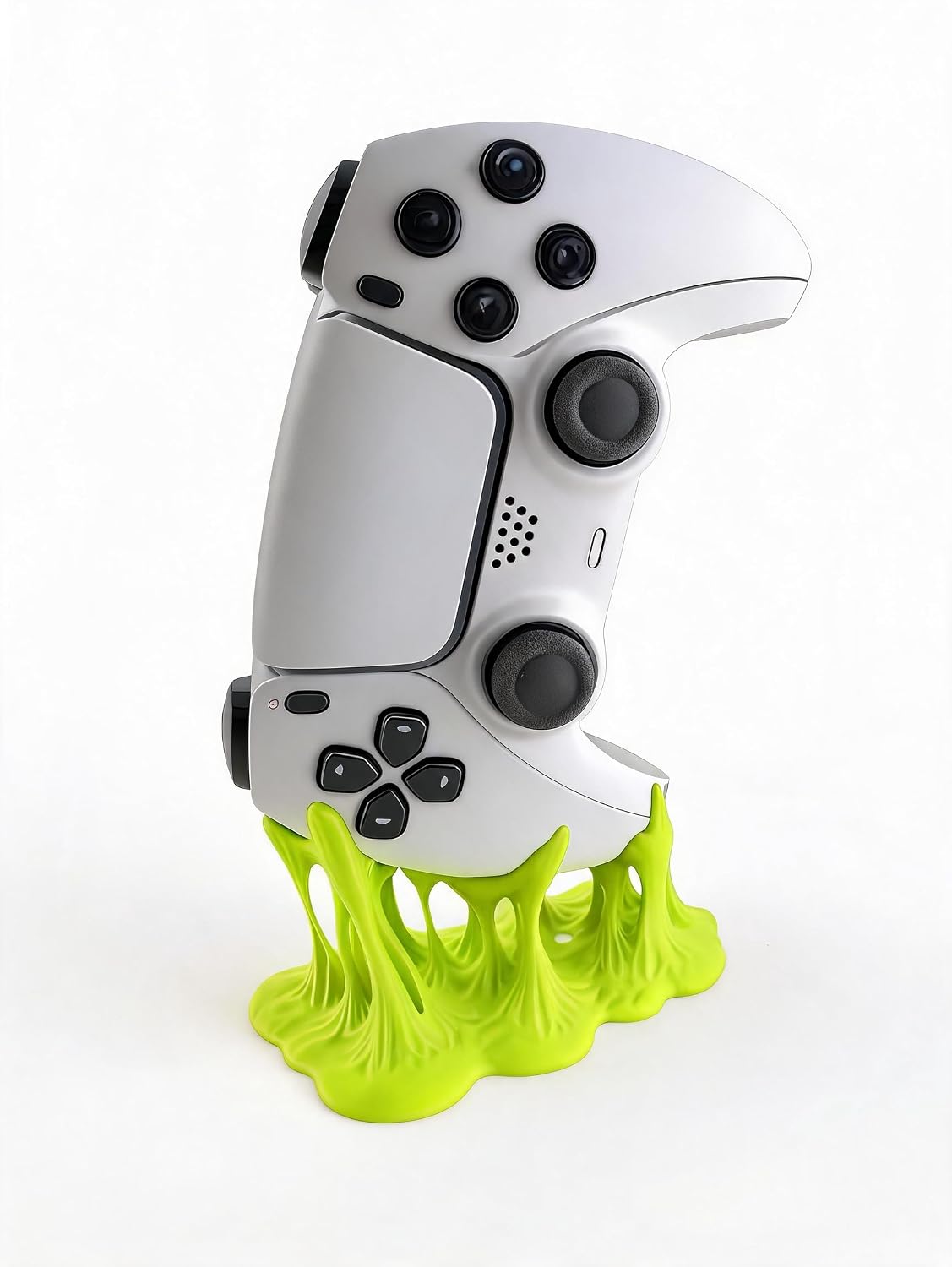 Melting Controller Holder Stand, Pink, Unique Gaming Desk Organizer compatible with Xbox and PS5 Controllers, Fun Decorative Display (Bright green, compatible with PS5 controller version) by Generic