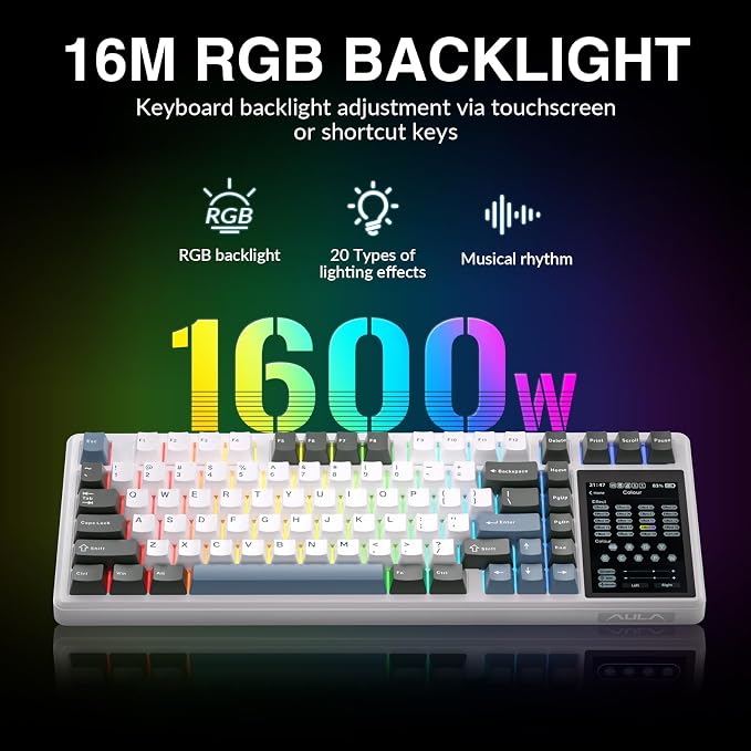 Aula L99 Wireless Mechanical Gaming Creamy Keyboard with Smart Touch Screen - Image 8