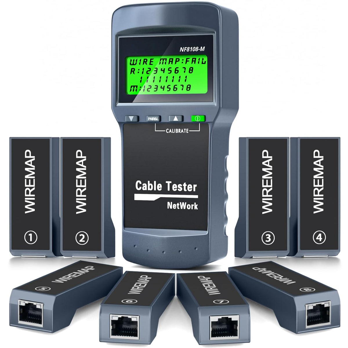 RJ45 Network Cable Tester Kit with 8 Remote Units, LAN Ethernet Length Meter for Cat5/Cat5e/Cat6/Cat6e Cables - Locate Breakage Point, Length Measurement & Continuity Checking by KOLSOL
