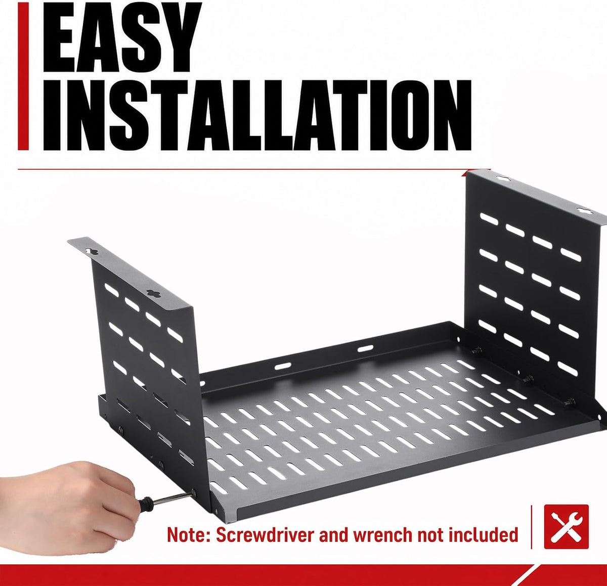 Under Desk Computer Mount for Small Form Factor Sff Computers and Pcs, Using Space 16.7" x H 8" x D 12" Mount Shelf Organizer for Office Home Workstation Gaming Stand up Desk - Image 5