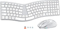 MEETION Wireless Ergonomic Keyboard and Mouse, Split S-Curve Design, White | Dual Bluetooth and 2.4GHz connectivity, low-profile rechargeable keyboard, 4 DPI mouse for Windows, Mac, PC and laptop by MEETION