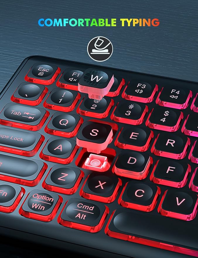 Wireless Keyboard and Mouse Combo with RGB Backlit, Rechargeable | Light Up Letters, Full-Size, Soft Typing, Sleep Mode, 2.4GHz Quiet Keyboard Set for Mac, Windows, Laptop, PC, Trueque KM42Pro - Image 8