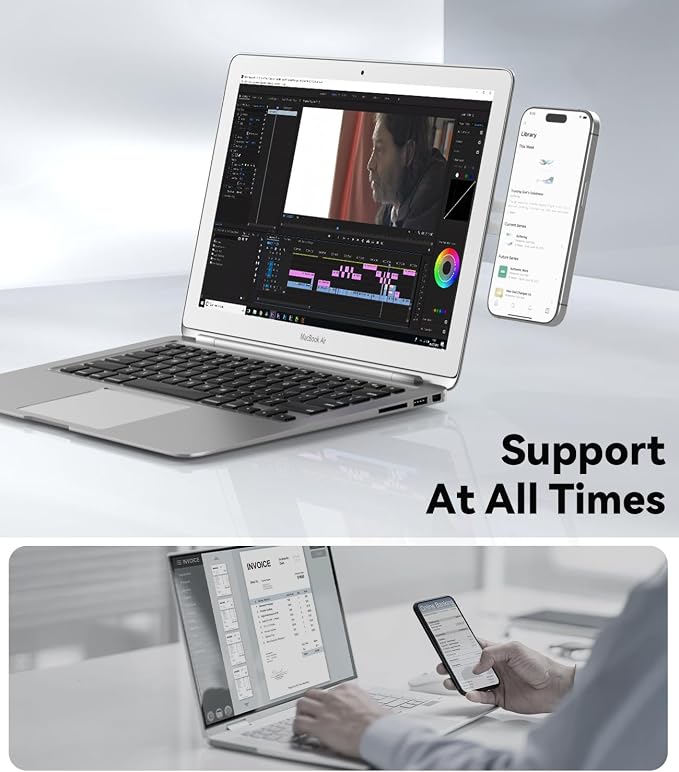 CloudValley Magnetic Laptop Phone Holder for iPhone 17/16/15/14/13 MagSafe | Adjustable Phone Monitor Side Mount, Slim Portable Foldable Computer Expansion Bracket, Silver - Image 2