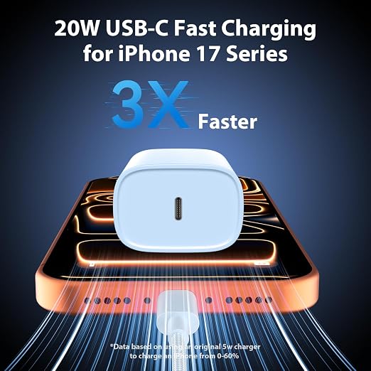 Phone 16 15 Charger Fast Charging Type C Chargers USB C Charge Block with 2 Pack 10FT USB C Cable Nylon Braided for Phones 16/16 Plus/16 Pro/16 Pro Max/Phone 15/15 Pro Max/Pad Pro,Blue - Image 4