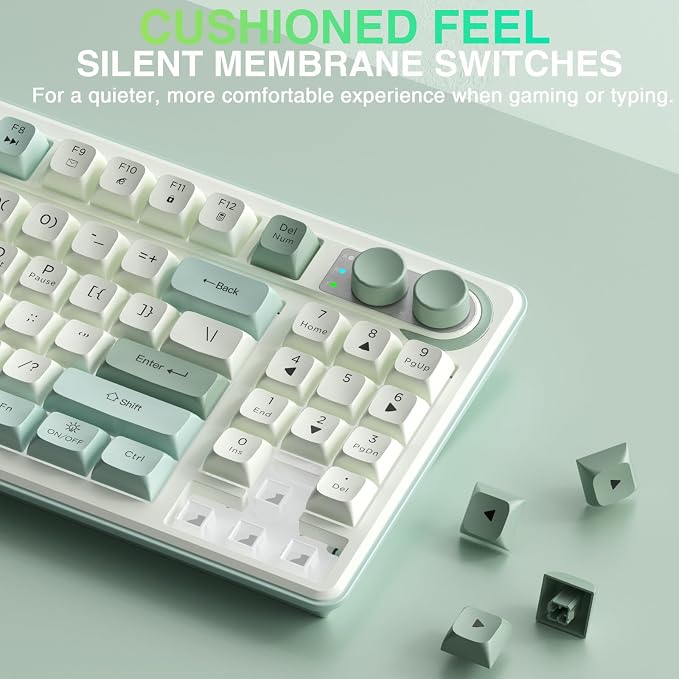 CORBOBO SOLAKAKA SK90-75% Wireless Keyboard, Cute Creamy Gaming Keyboard with Number Pad, Tri-Mode BT5.0/2.4G/USB-C, Media Knob, RGB Backlit, Quiet Keys Silent Office Keyboards for PC MAC - Image 6