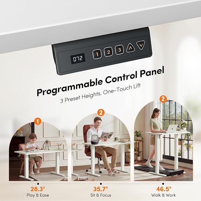 FEZIBO One-Piece Standing Desk, 32"x20" Seamless Tabletop Electric Height Adjustable for Home Office, Study Rooms & Multi-Device Workstations, White - Image 7