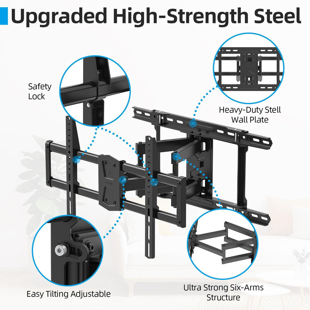 Full Motion TV Wall Mount 24 inch Stud for 65 70 75 85 86 Inch TVs - Image 4